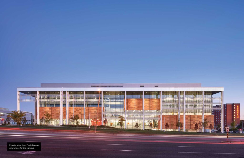 Exterior view of the CITE building, facing Finch Avenue, and a new face for the campus.