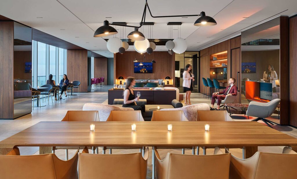 A table for 12 provides ample gathering space for employees at First Gulf.