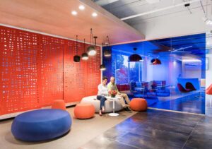 Urban planning principles inspired this colourful workplace