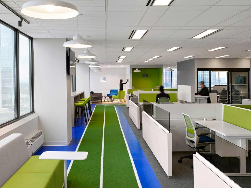 Walking track that connects different areas of the office to encourage movement throughout the day