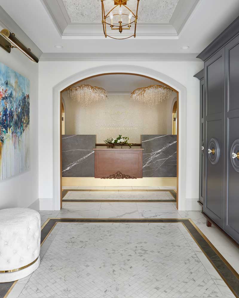 Front foyer of the spa leading to the main reception desk
