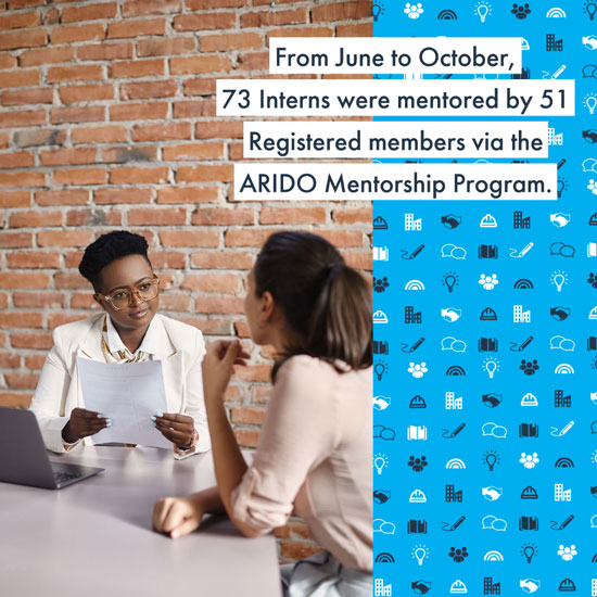 From June to October, 73 Interns were mentored by 51 Registered members via the ARIDO Mentorship Program. 