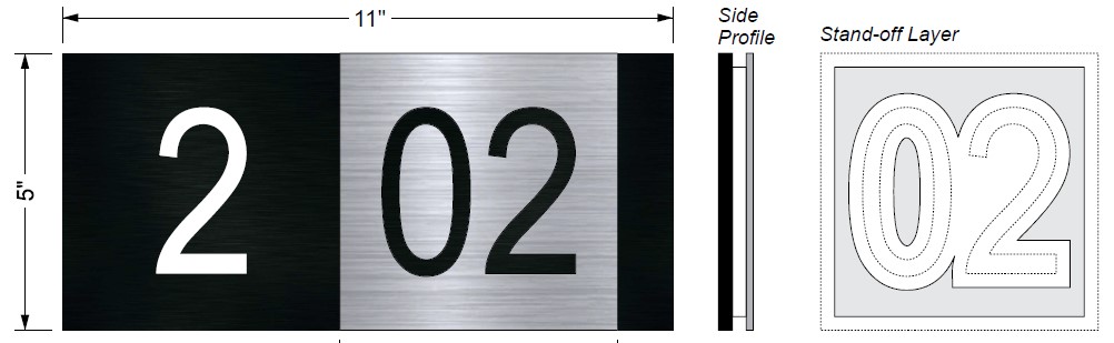 A design for tactile signage for a space indicated by the number 2. 