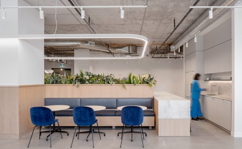 Rich pops of colour embellish this flexible and collaborative workspace