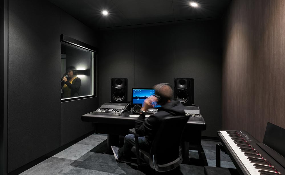 Recording studio all in black
