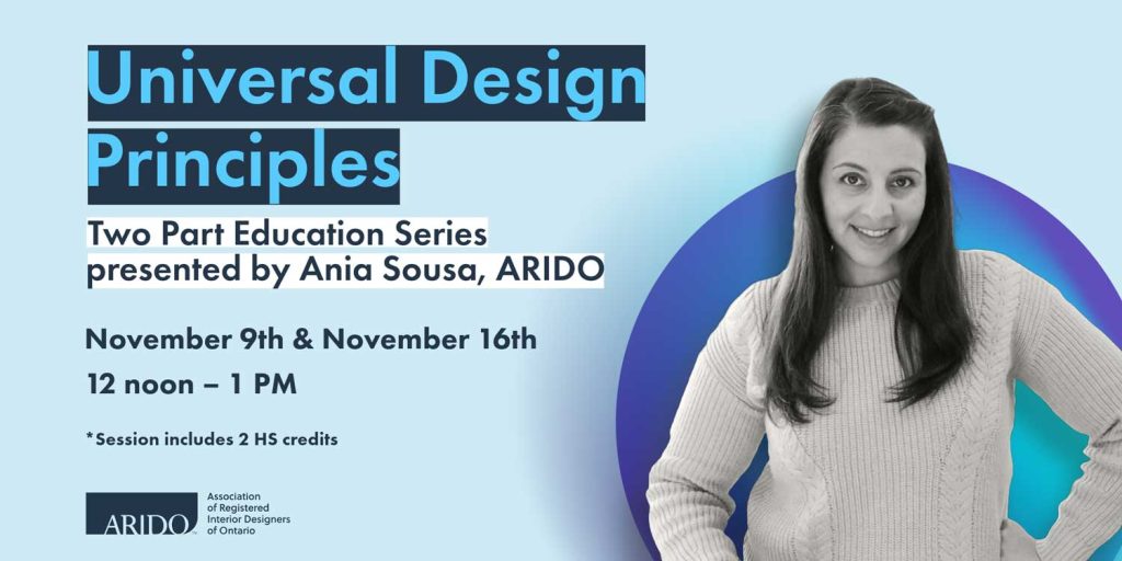 Promo graphic for Universal Design Webinar featuring Ania Sousa