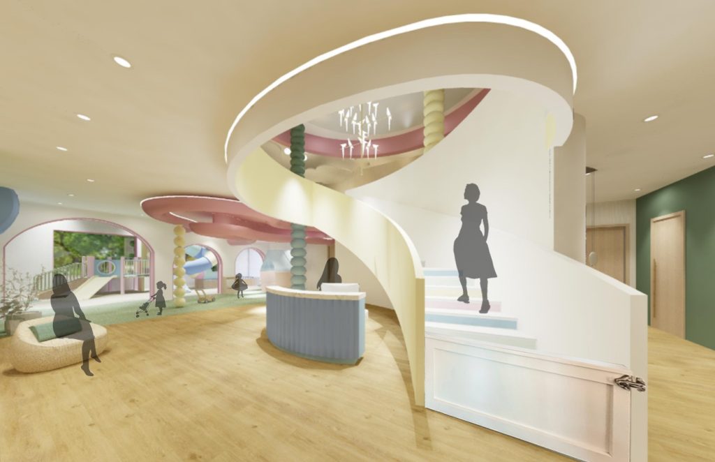 Sabrina Schuit designed Nurture Nest Daycare and Preschool, this is the reception and imaginative play area