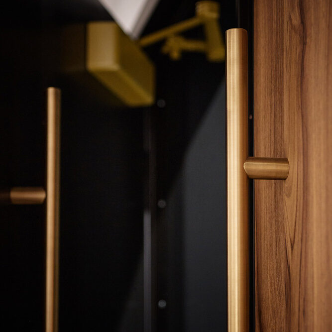 Brass handles on the doors