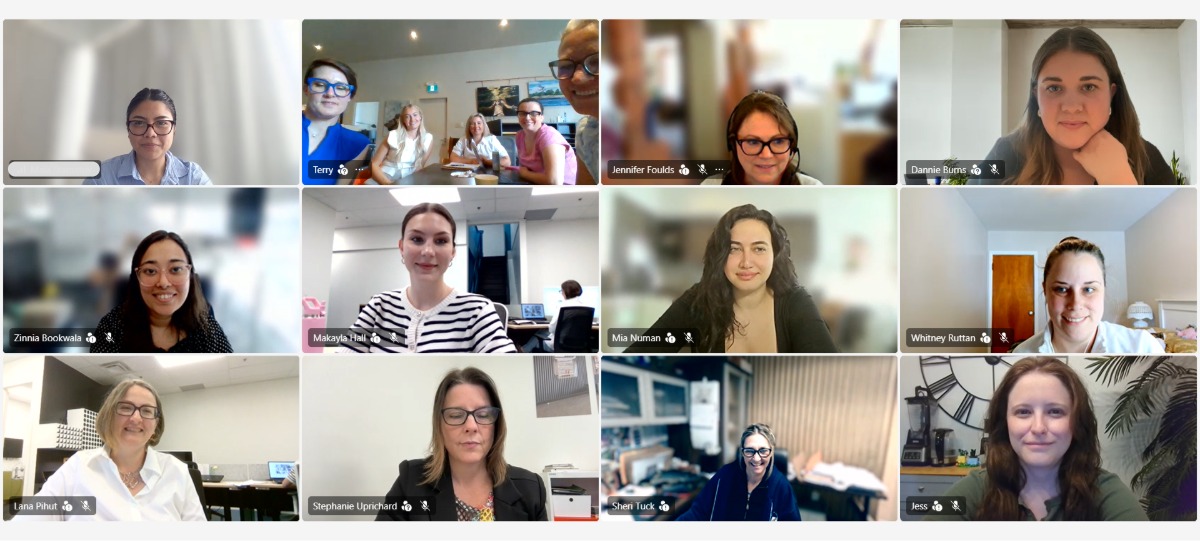 Screenshot of virtual attendees together with those who attended in-person.